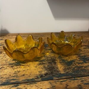 Pair of Amber Glass Bowls